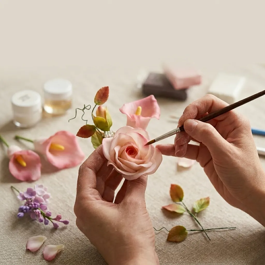 シュガーフラワーを制作する手元